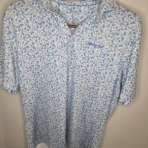 johnnie-O Blue and Pink Patterned Polo Shirt